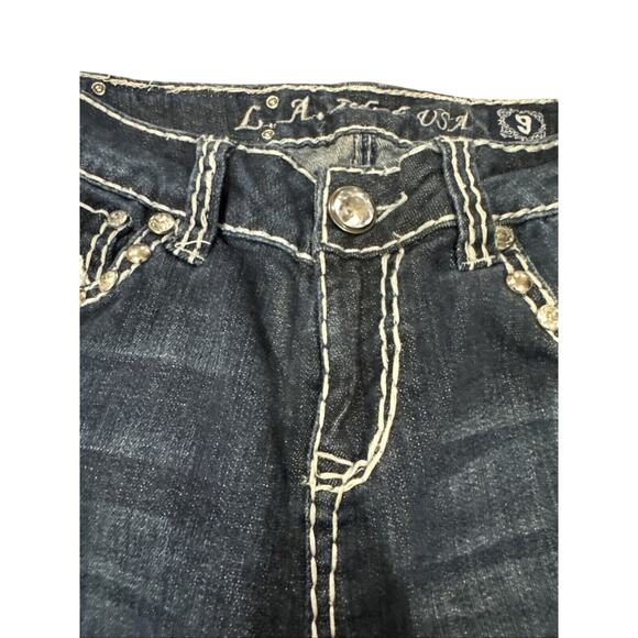 LA Idol USA Jeans Blue Bootcut Embellished Denim Women's Size 9 W: 32 L: 18 - Picture 7 of 16